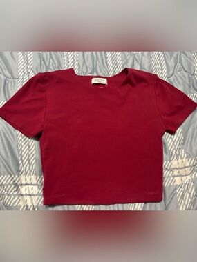 Aritzia Woman’s Burgundy Original Contour Crew Cropped T-Shirt